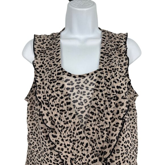 CAbi #3612 "Flutter Blouse" Cheetah Print Two-Piece Tops Women's Size M - Picture 3 of 8